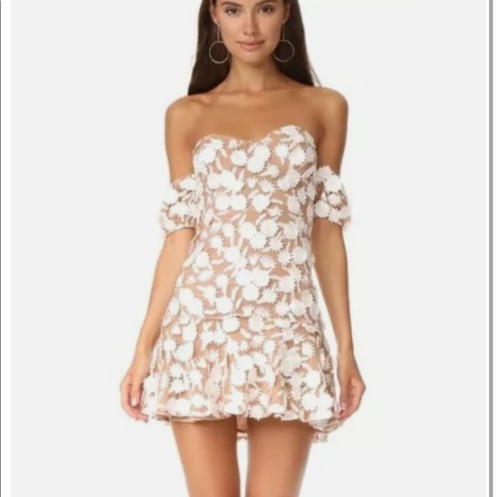 For Love And Lemons White Floral Lace Off-Shoulder Mini Dress